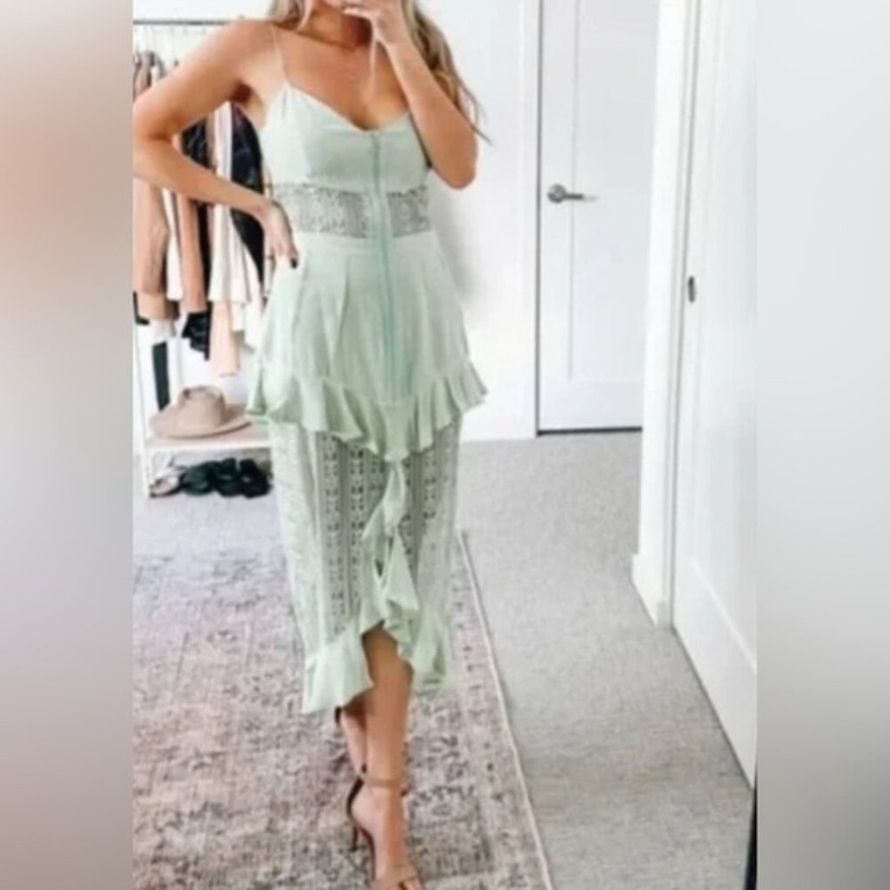 For Love & Lemons Lovebird Lace Midi Dress Size S